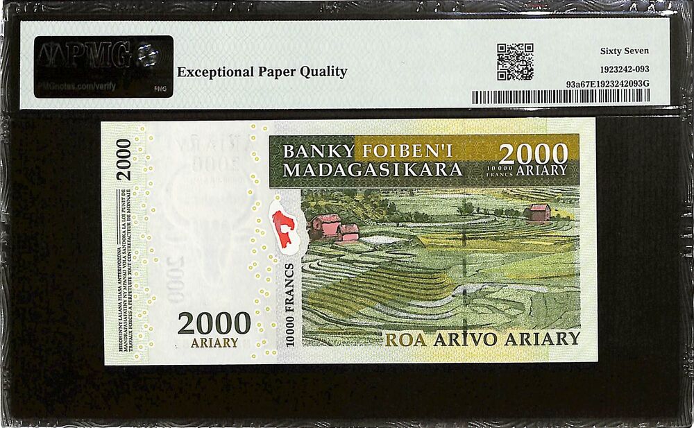 Madagascar - 2000 Ariary 2007 - Pick # 93a - COMMEMORATIVE - PMG 67 EPQ