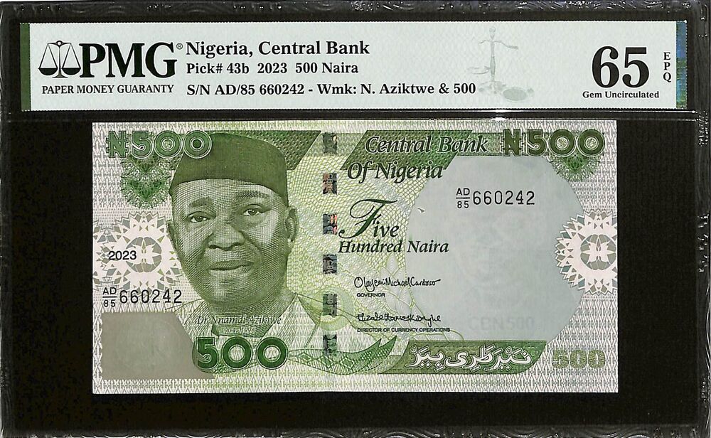 Nigeria - 500 Naira 2023 - Pick # 43b - PMG 65 EPQ