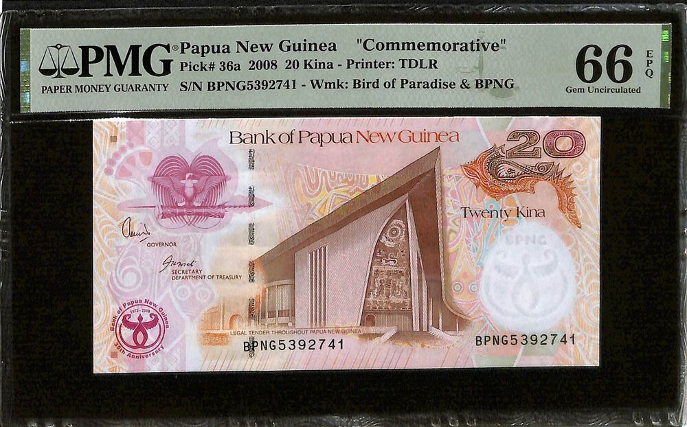 Papua New Guinea - 20 Kina 2008 - Pick # 36a - COMMEMORATIVE - PMG 66 EPQ