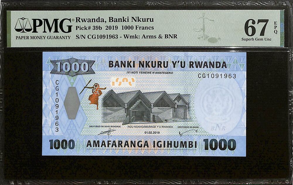 Rwanda - 1000 Francs 2019 - Pick # 39b - PMG 67 EPQ