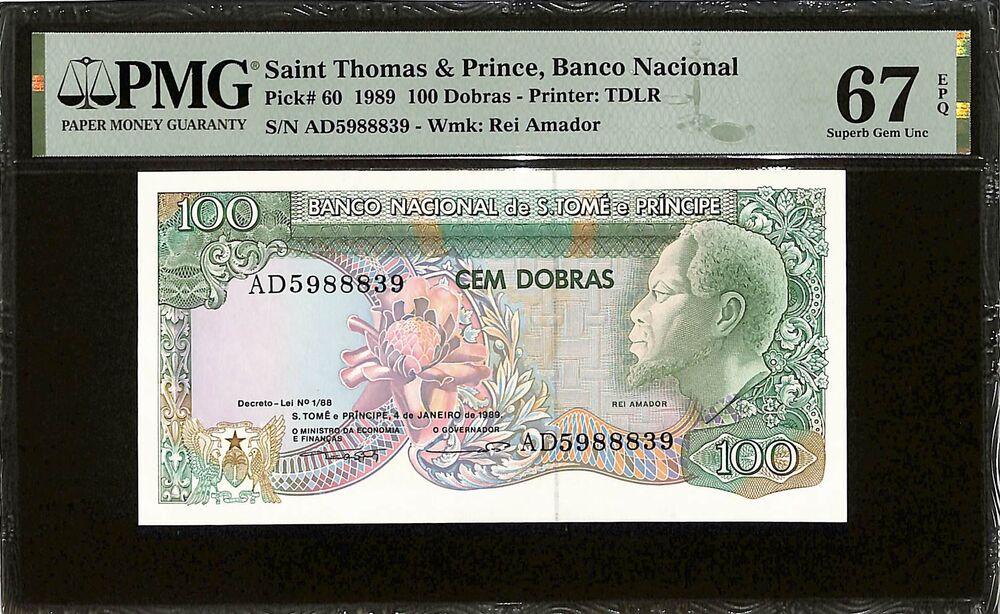 Saint Thomas And Prince - 100 Dobras 1989 - Pick # 60 - PMG 67 EPQ