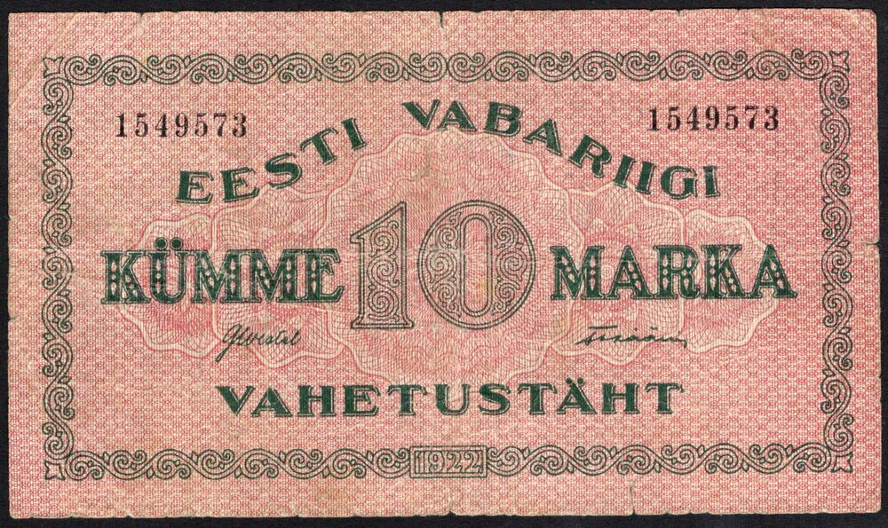 Estonia - 10 Marka 1922 - Pick # 53a - Fine