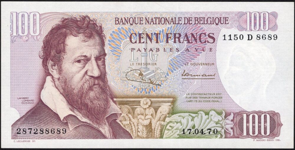 Belgium - 100 Francs 1970 - Pick # 134 - XF
