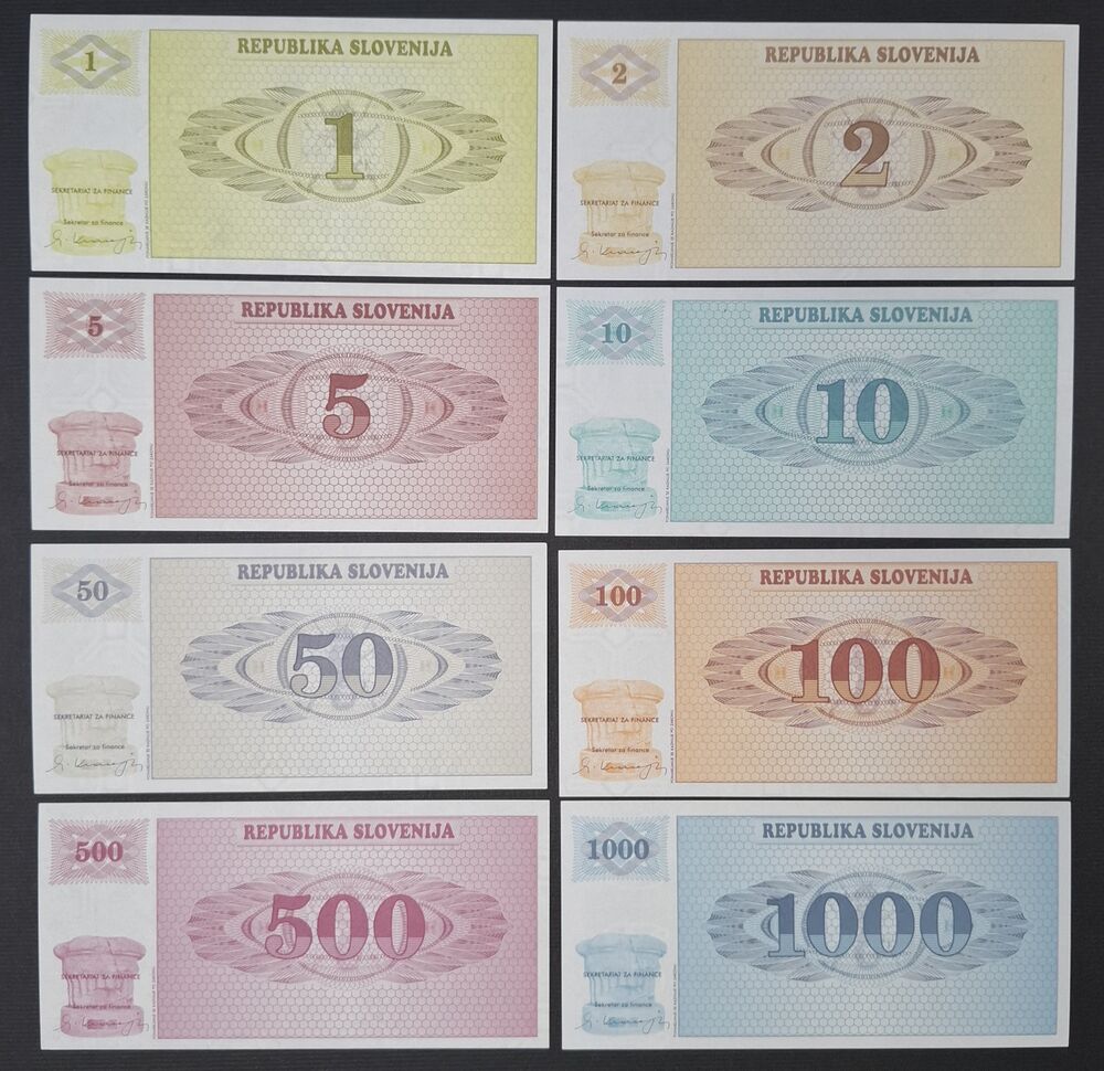 Slovenia - 8 Specimen notes 1990/92 - AU/UNC