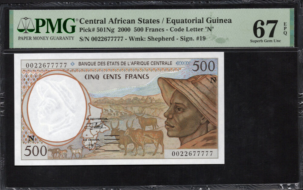 Central African States - Equatorial Guinea - 500 Francs 2000 - Pick # 501Ng - PMG 67 EPQ