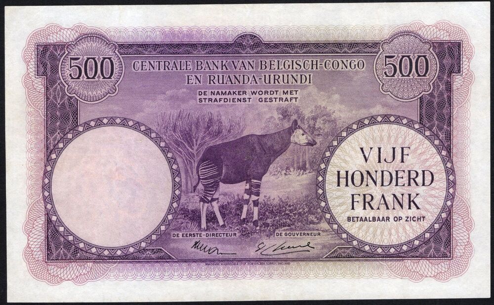 Belgian Congo - 500 Francs 1953 - Pick # 28a - F/VF