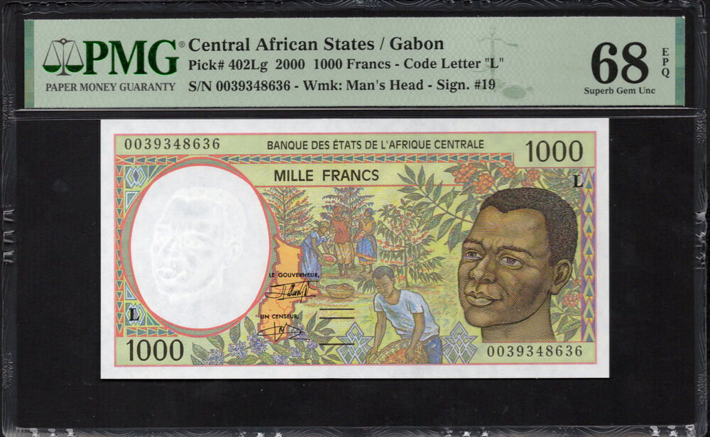Central African States - Gabon - 1000 Francs 2000 - Pick # 402Lg - PMG 68 EPQ
