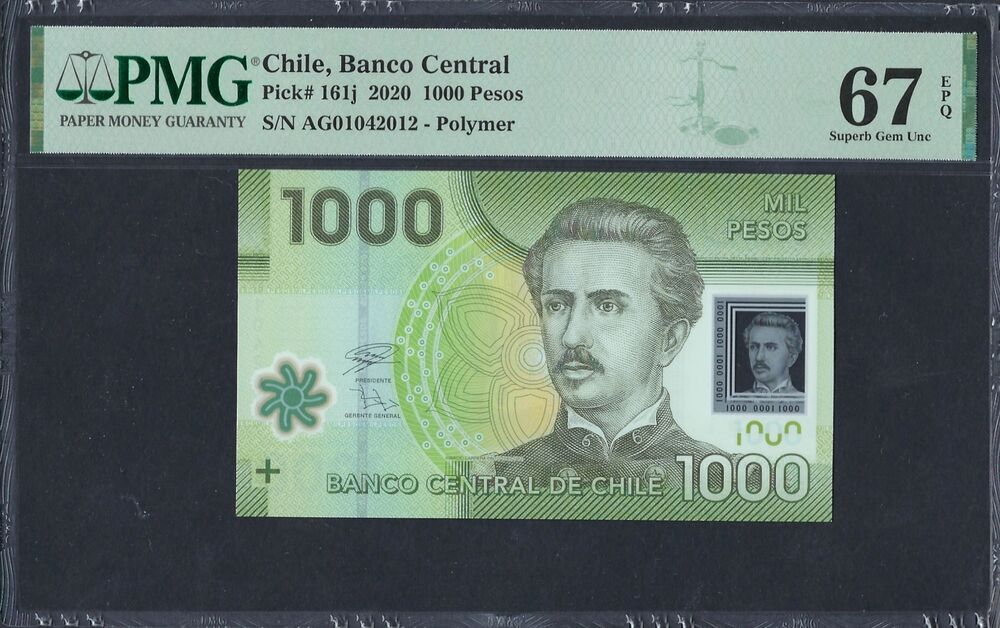 Chile - 1.000 Pesos 2020 - Pick # 161j - PMG 67 EPQ