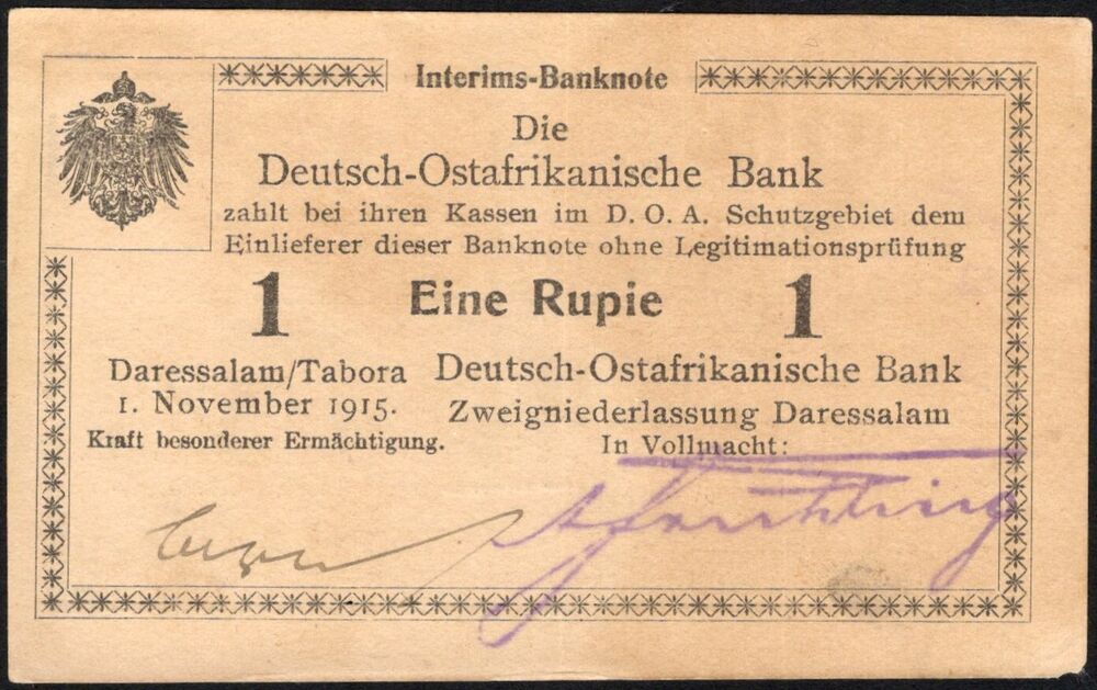 German East Africa - 1 Mark 1915 - Pick # 9Ab - XF