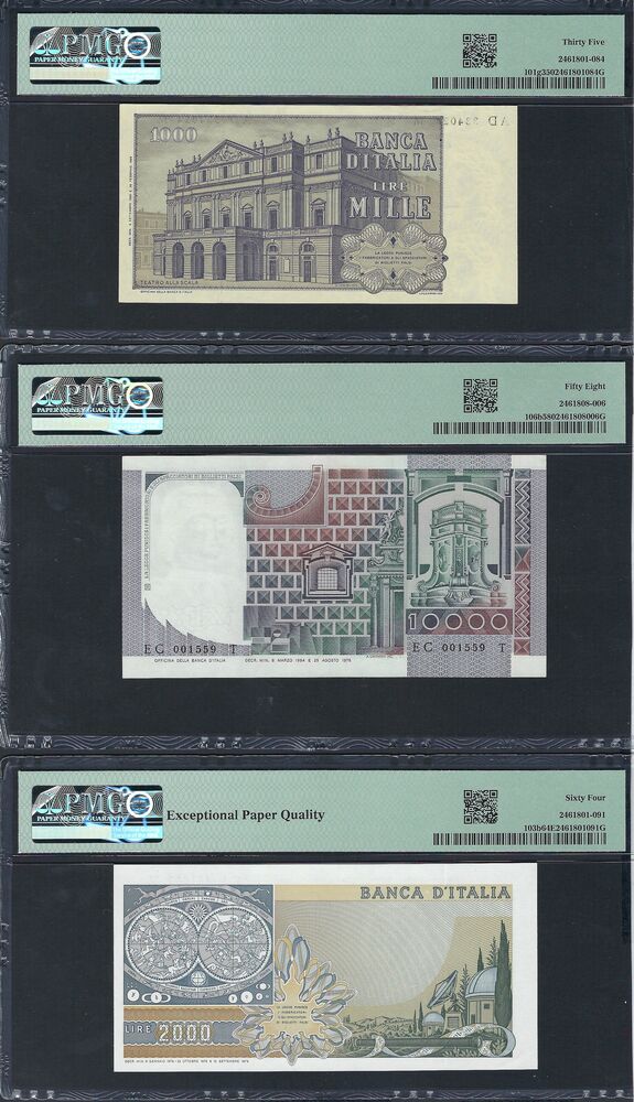 Italy - Group of 3 PMG graded notes