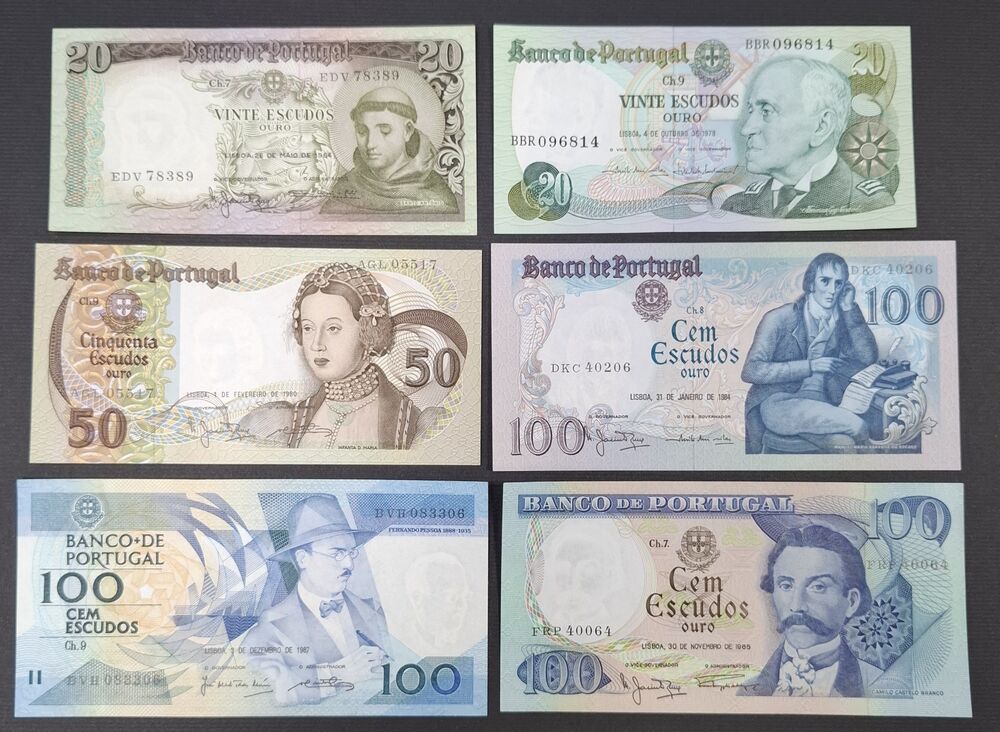 Portugal - Group of 6 notes 1964-1987 - UNC