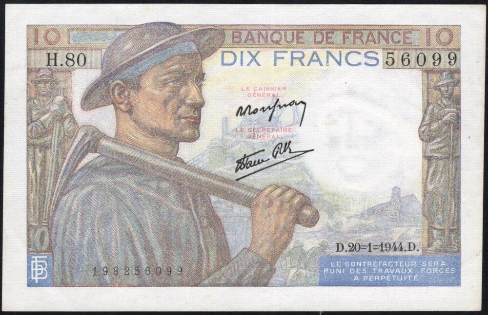 France - 10 Francs 1944 - Pick # 99c - XF