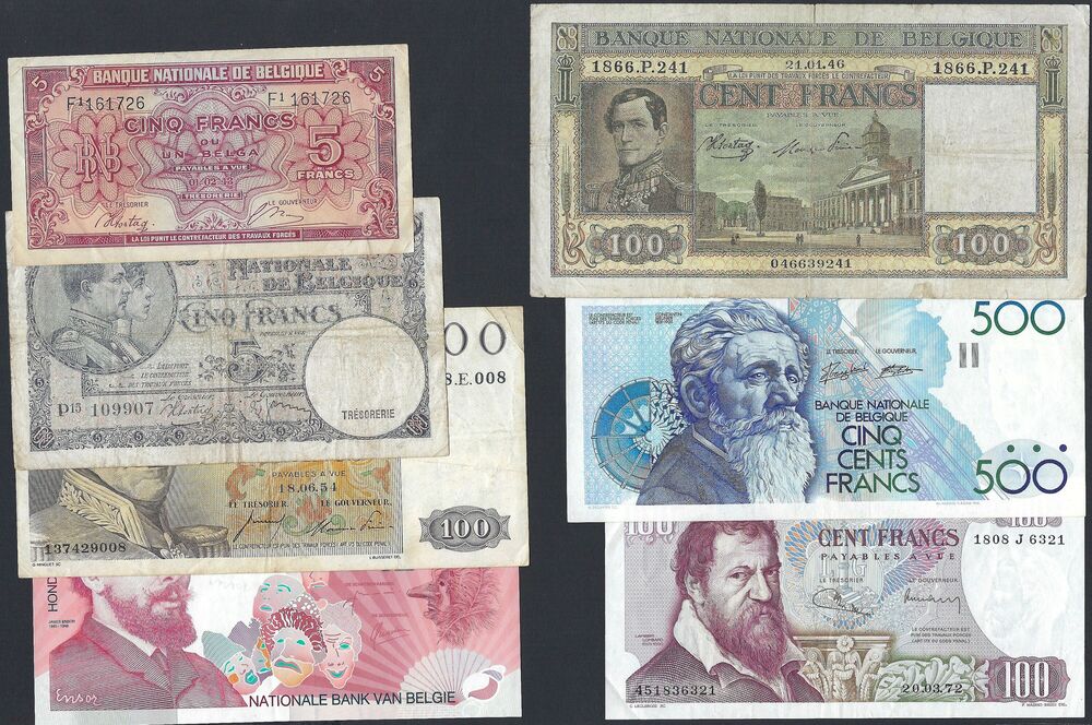 Belgium - Mixed lot of 7 banknotes 1938-1995