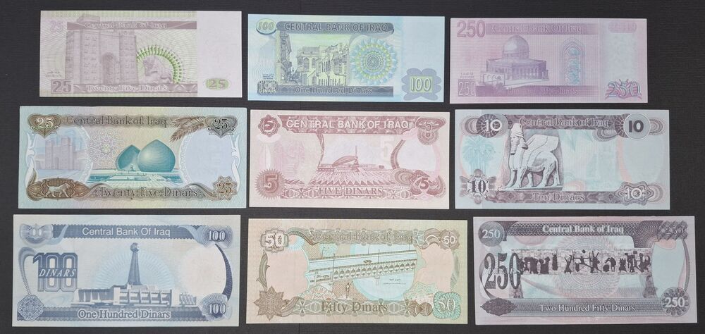 Iraq - 9 notes depicting Saddam Hussein - AU/UNC