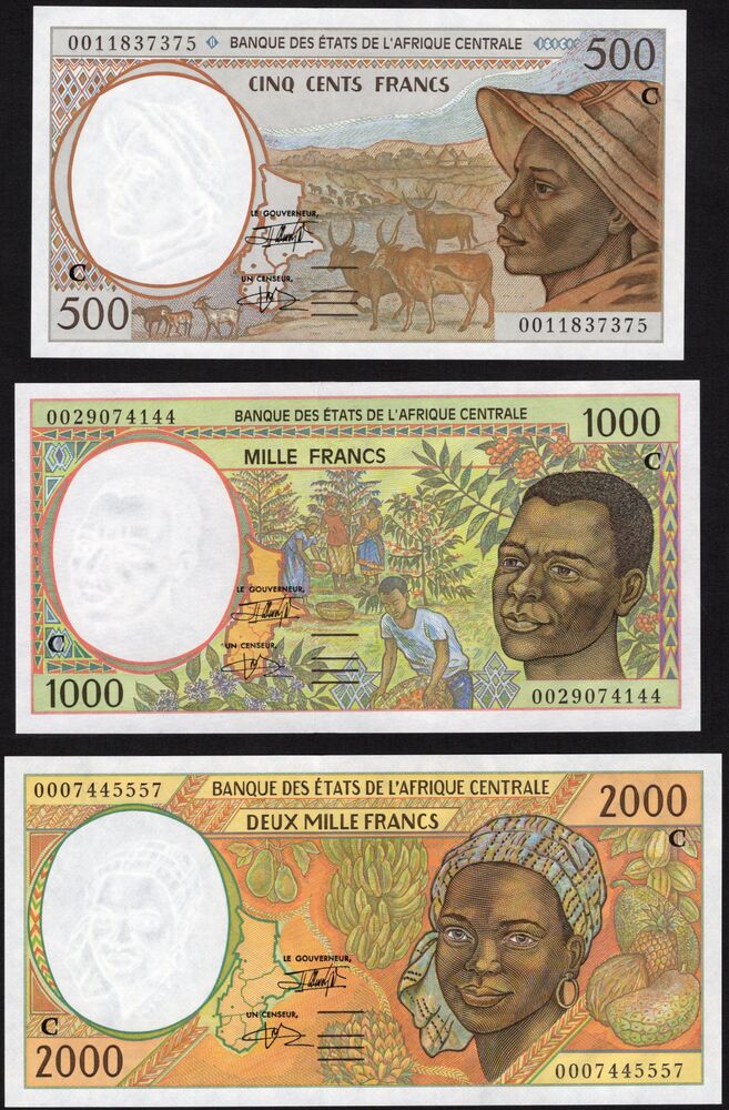 Congo, Republic - 500, 1000 and 2000 Francs 2000 - Pick # 101Cg, 102Cg, P103Cg - UNC