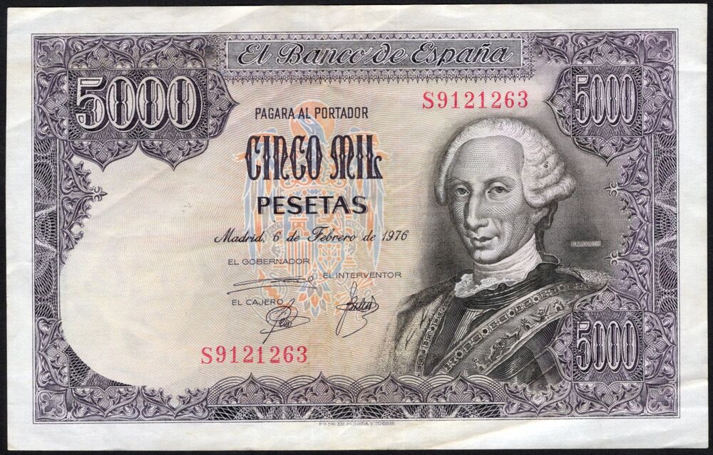 Spain - 5000 Pesetas 1976 - Pick # 155 - VF (ph)