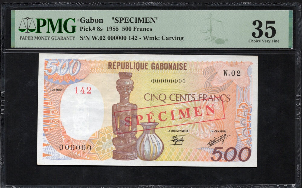 Gabon - 500 Francs 1985 - Pick # 8s - SPECIMEN - PMG 35