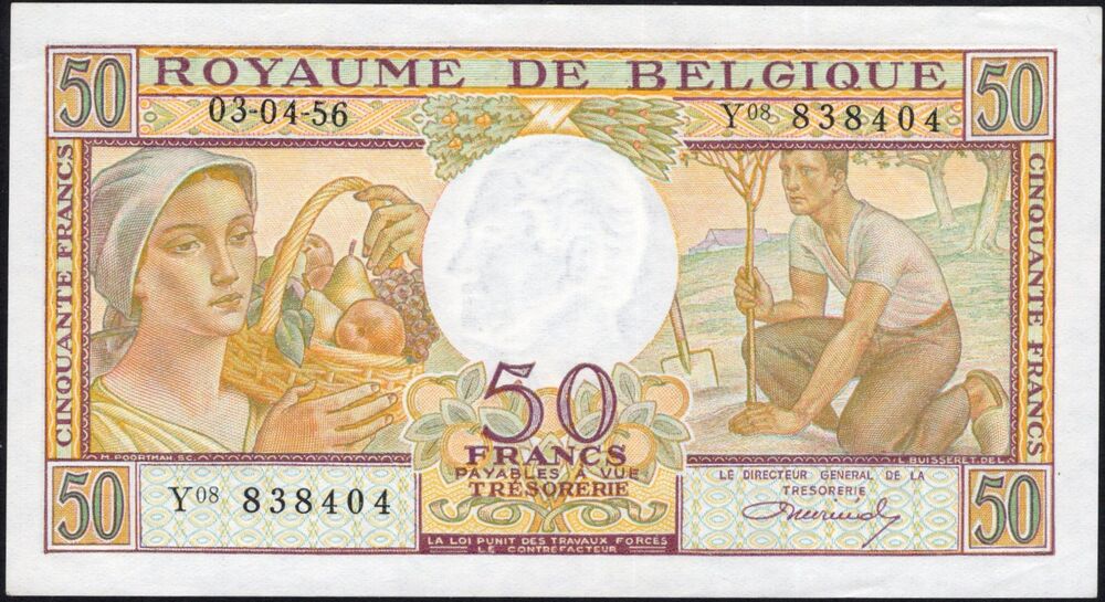 Belgium - 50 Francs 1956 - Pick # 133b - AU