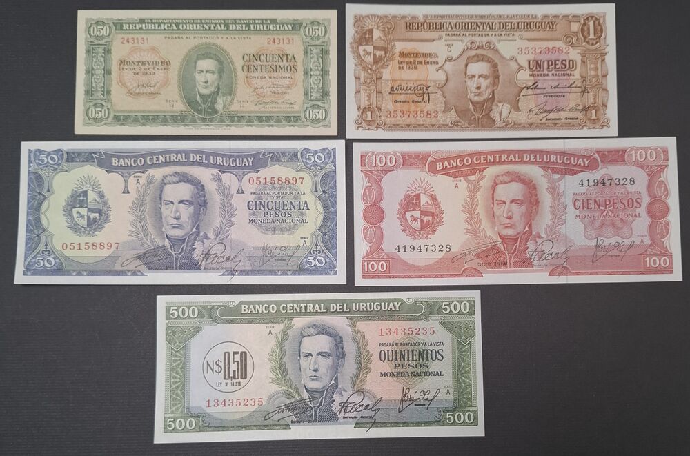Uruguay - Group of 5 notes - UNC