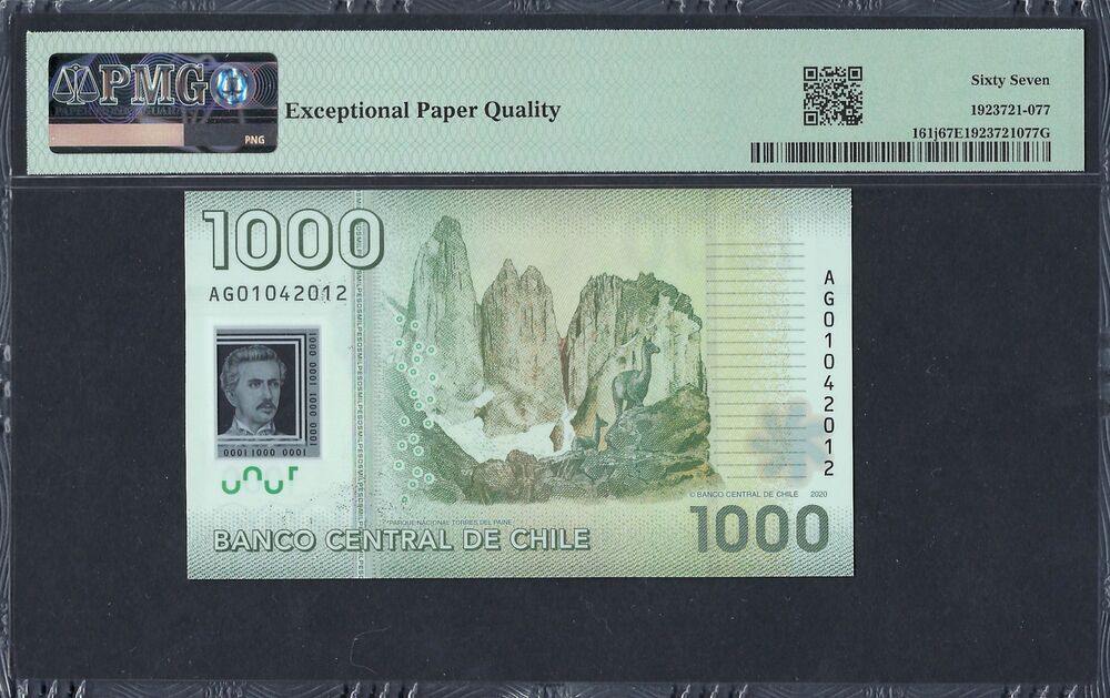 Chile - 1.000 Pesos 2020 - Pick # 161j - PMG 67 EPQ