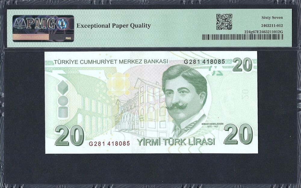 Turkey - 20 Lira 2009 - Pick # 224g - PMG 67 EPQ