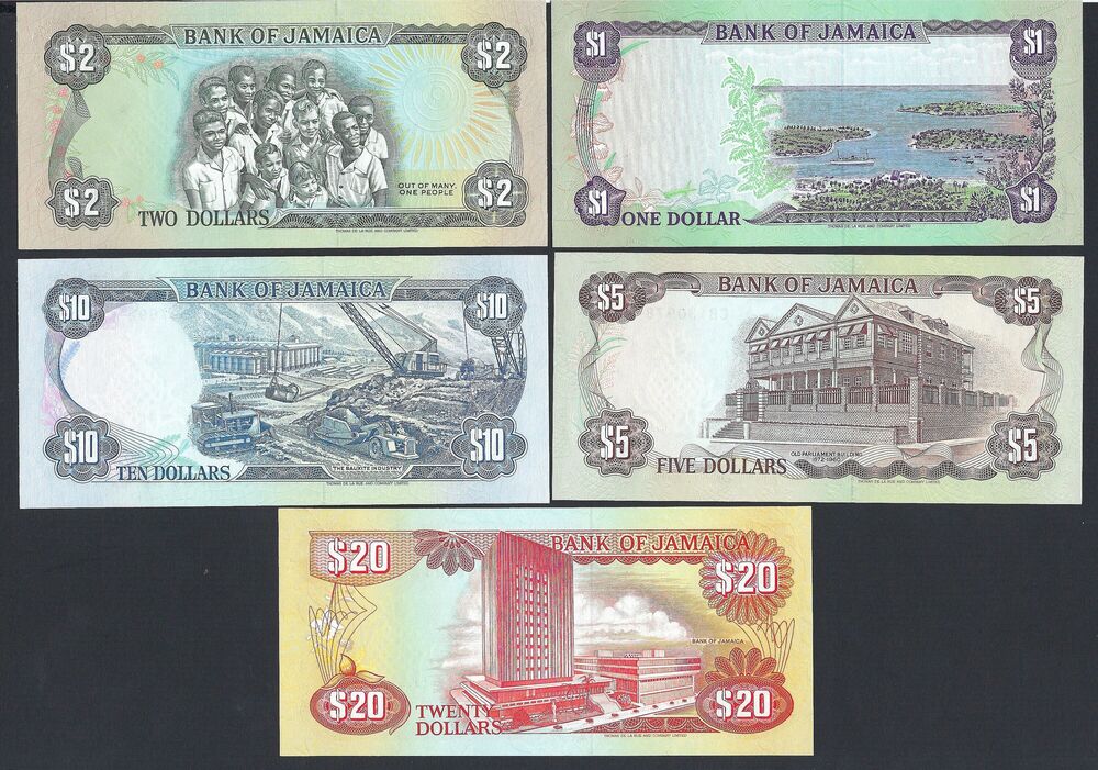 Jamaica - Series of 5 notes 1990/95 - UNC