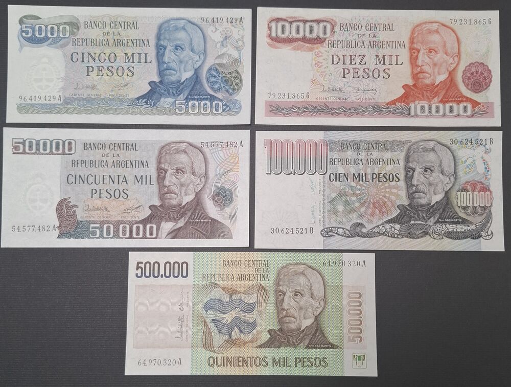 Argentina - Group of 5 notes - AU/UNC