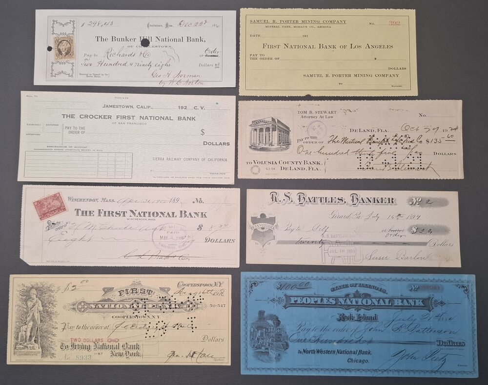  USA - Group of 8 Bank Cheques