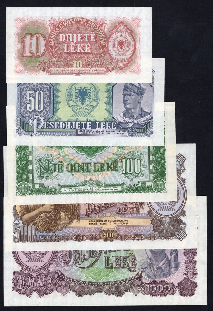 Albania - 10 to 1000 Lek 1957 - Pick # 28-32 - AU/UNC