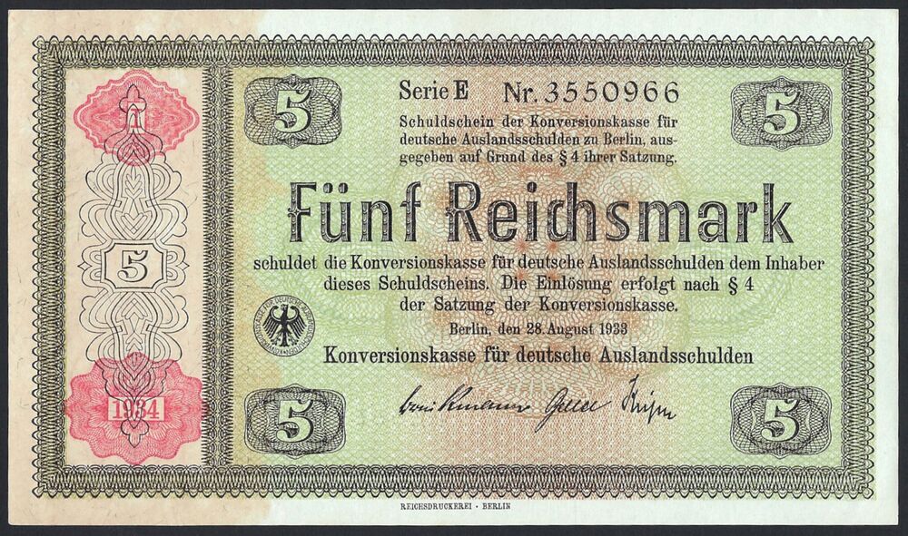 Germany - 5 Reichsmark 1933 - Pick # 207 - UNC-