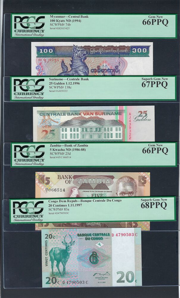 Mixed Lots - 4 PCGS graded notes 1986-1997