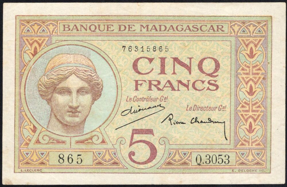 Madagascar - 5 Francs 1937 - Pick # 35 - VF