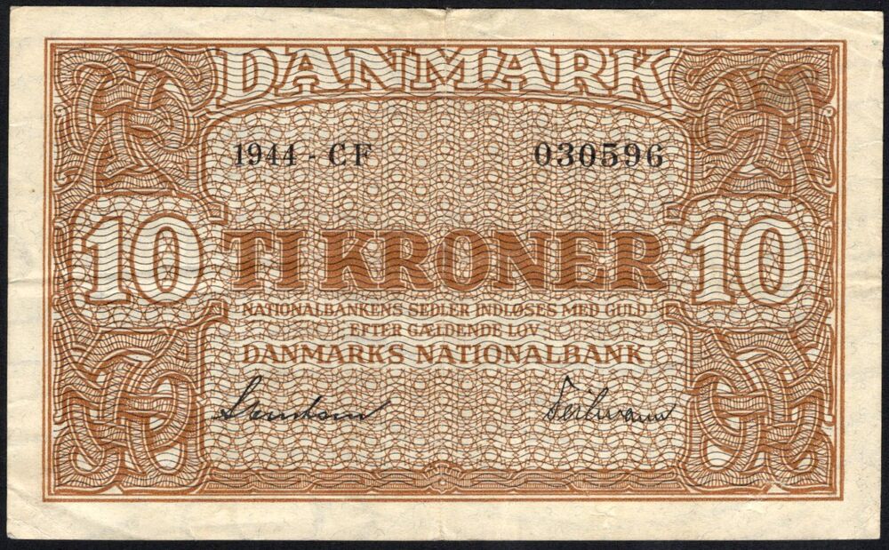 Denmark - 10 Kroner 1944 - Pick # 36 - VF