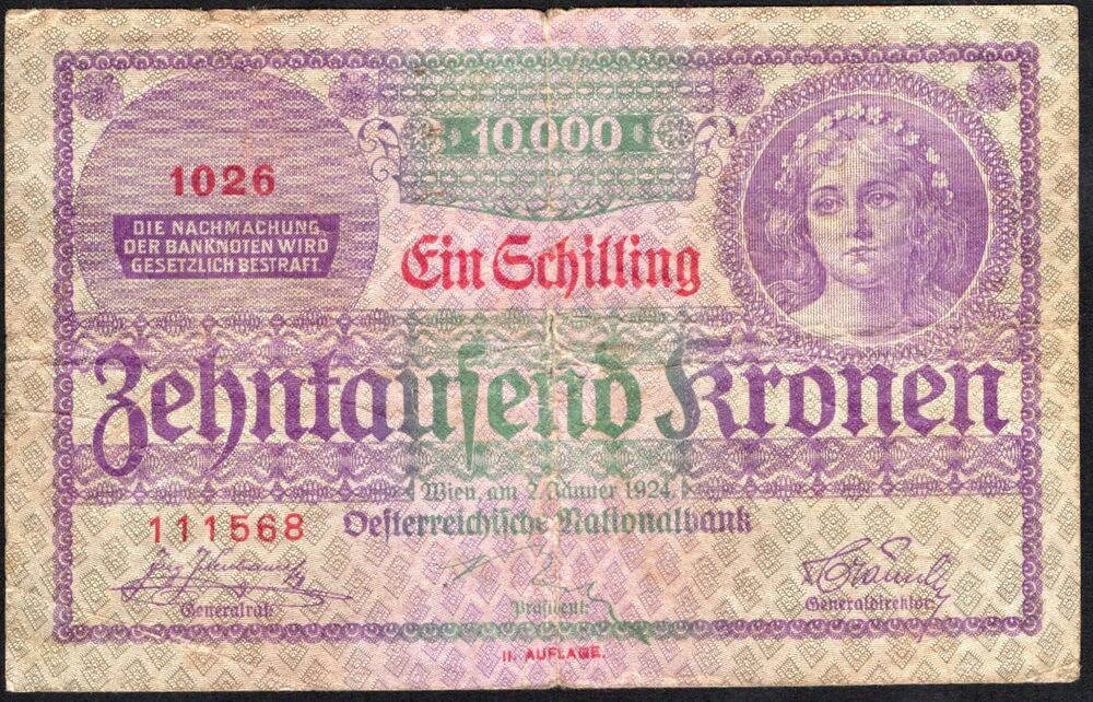 Austria - 1 Schilling 1924 - Pick # 87 - VG/Fine