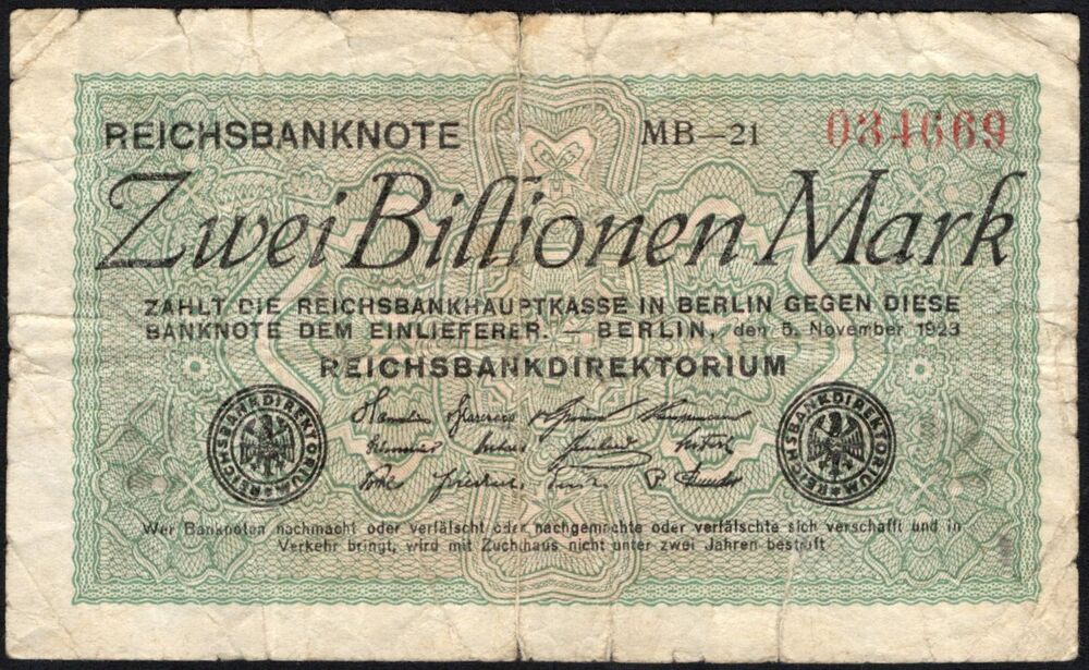 Germany - 2 Billionen Mark 1923 - Pick # 135 - VG