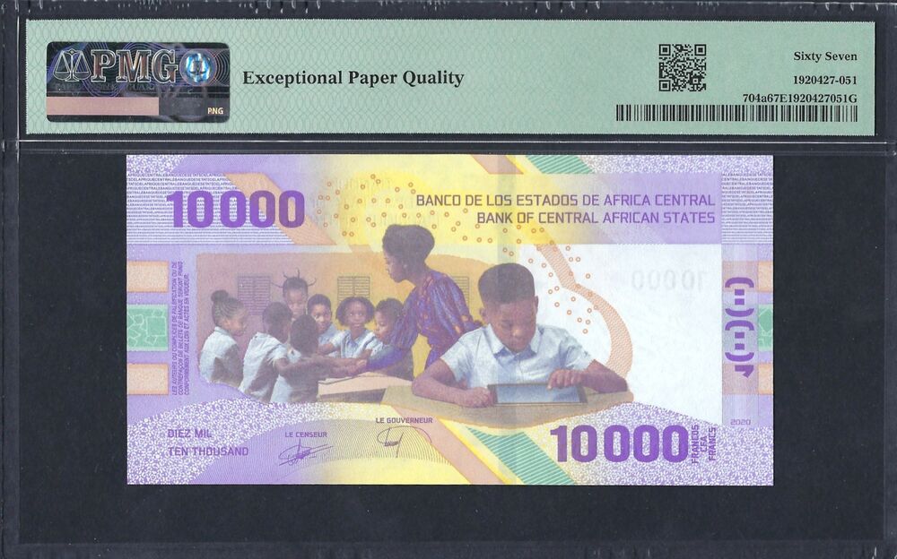 Central African States - 10.000 Francs 2020 - Pick # 704a - PMG 67 EPQ