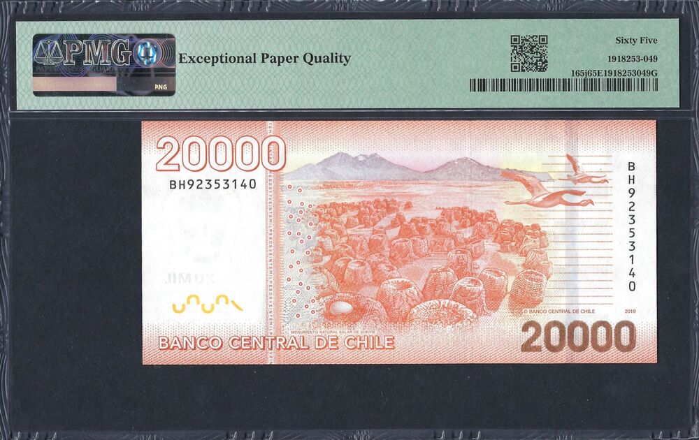 Chile - 20.000 Pesos 2019 - Pick # 165j - PMG 65 EPQ