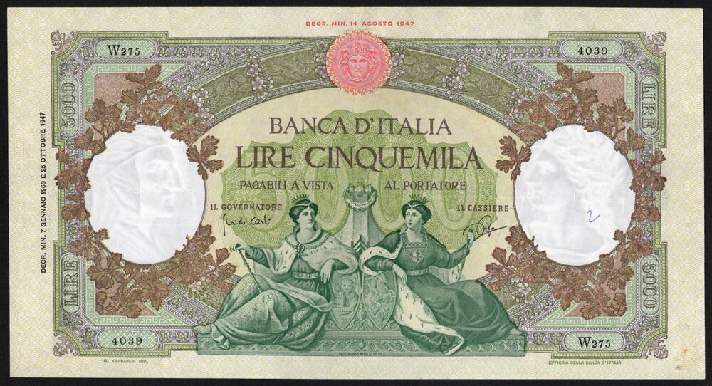 Italy - 5000 Lire 1963 - Pick # 85d* - VF
