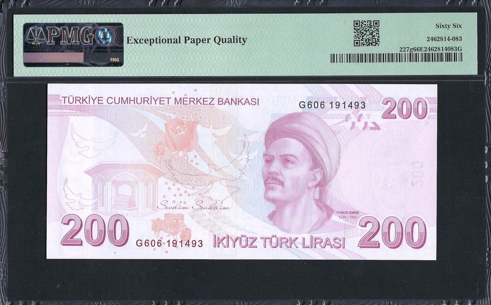 Turkey - 200 Lira 2009 - Pick # 227g - PMG 66 EPQ