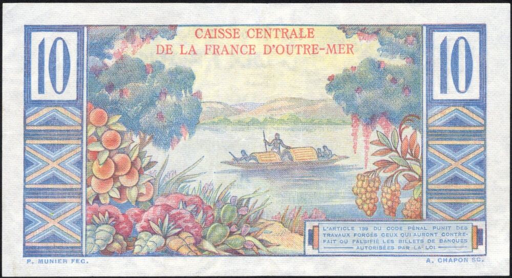 French Equatorial Africa - 10 Francs 1947 - Pick # 21 - VF/XF