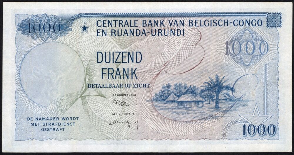 Belgian Congo - 1000 Francs 1959 - Pick # 35 - VF
