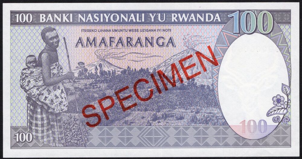 Rwanda - 100 Francs 1989 - Pick # 19s - Specimen - UNC