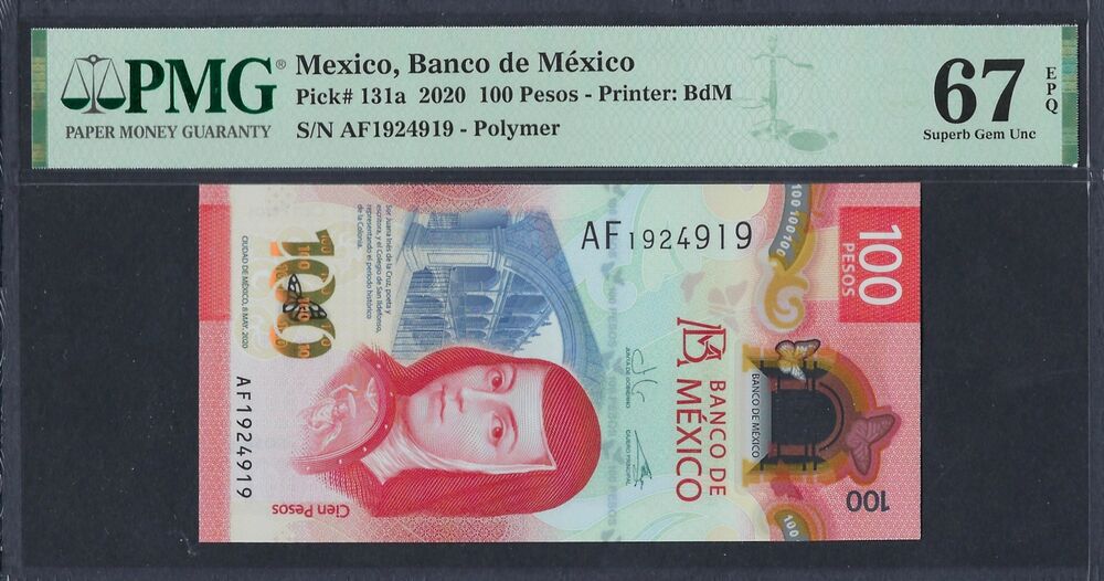 Mexico - 100 Pesos 2020 - Pick # 131a - PMG 67 EPQ
