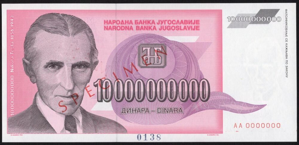 Yugoslavia - 10.000.000.000 Dinara 1993 - Pick # 127s - UNC