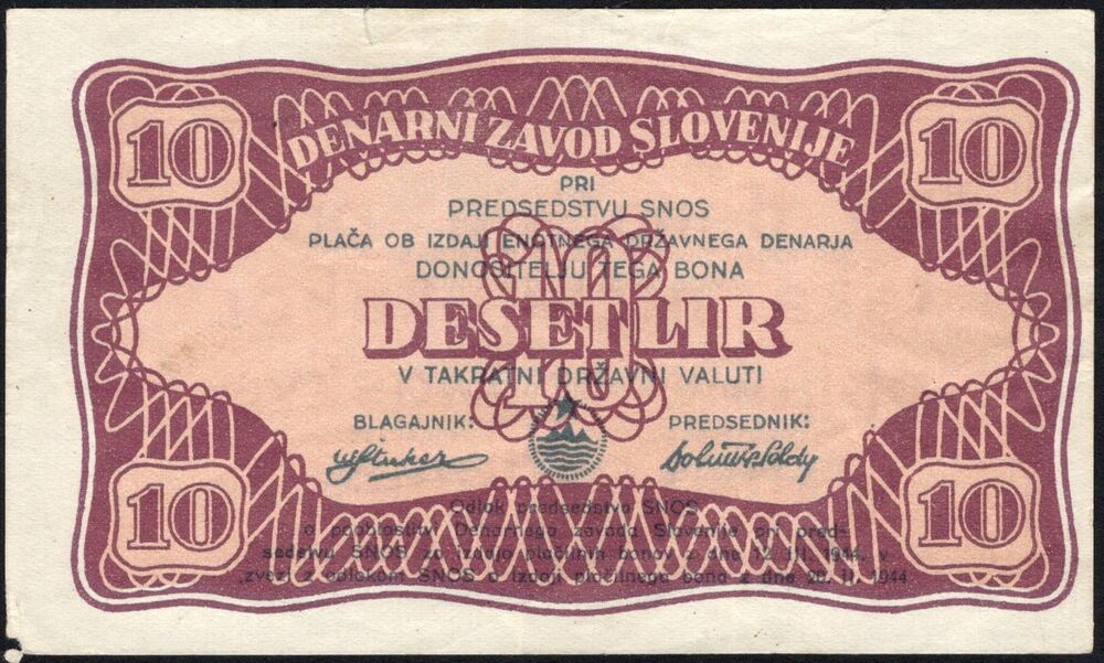 Slovenia - 10 Lir 1944, Propaganda Issue - VF+
