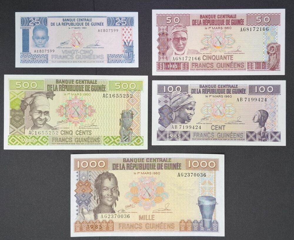 Guinea - Series of 5 notes 1985 - UNC