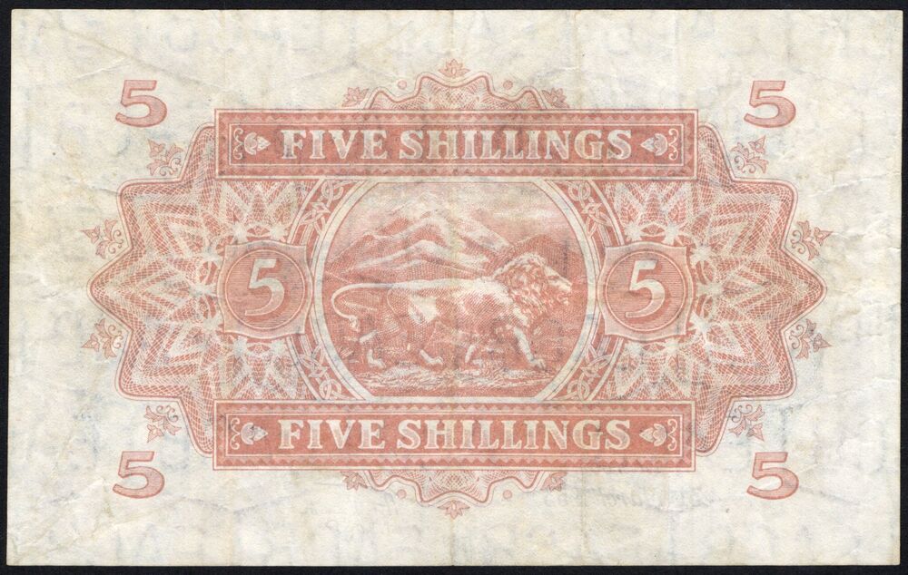 East Africa - 5 Shillings 1953 - Pick # 33 - VF