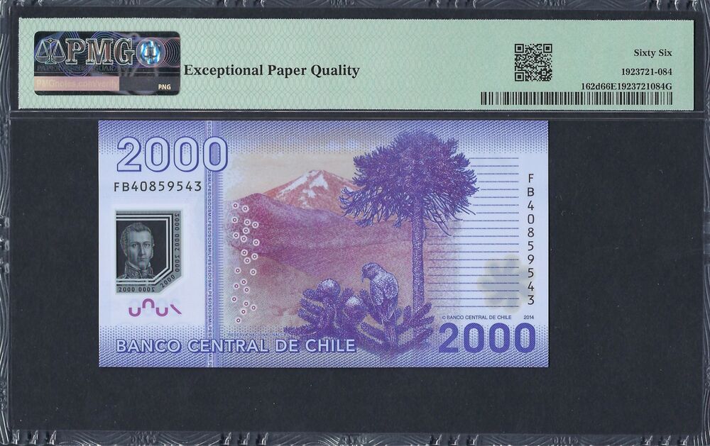Chile - 2.000 Pesos 2014 - Pick # 162d - PMG 66 EPQ