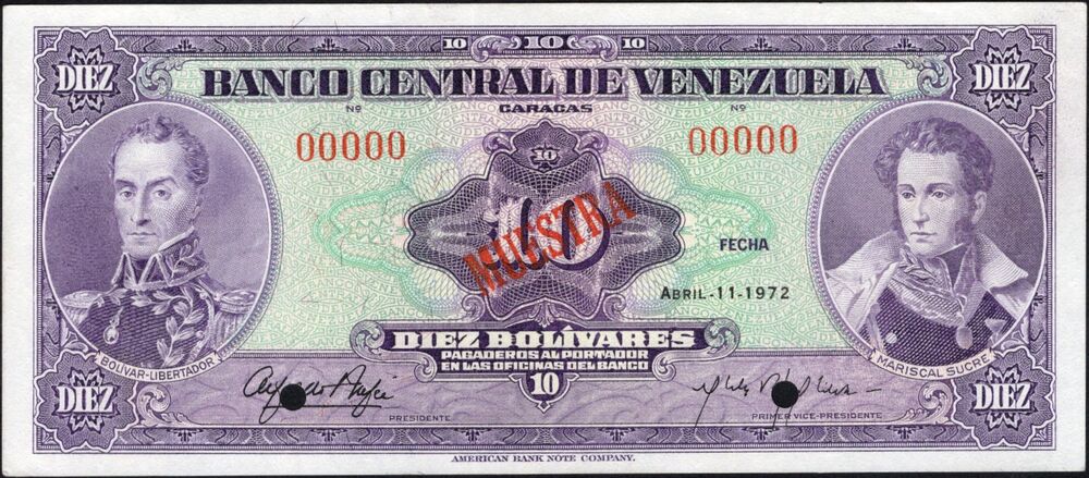 Venezuela - 10 Bolivares 1972 - Pick # 51bs - AU