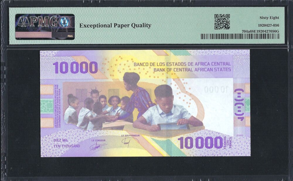 Central African States - 10.000 Francs 2020 - Pick # 704a - PMG 68 EPQ